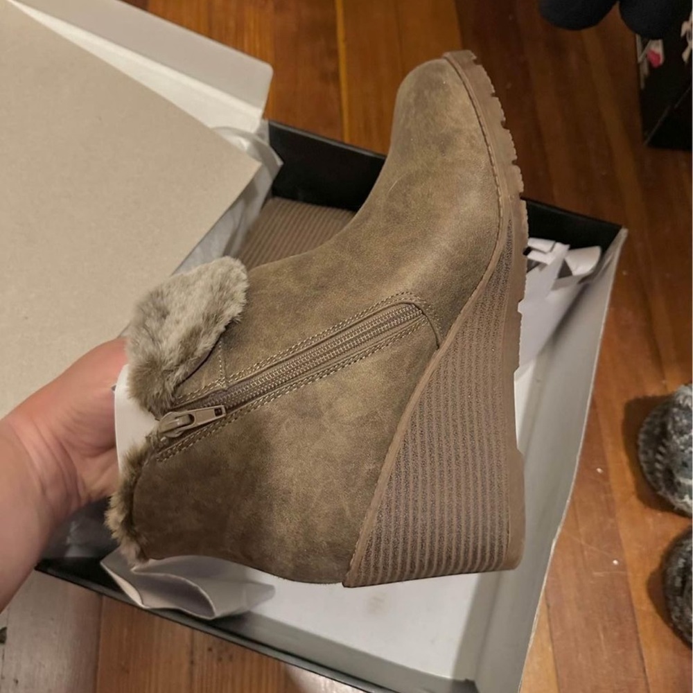Fur Trim Ankle Booties 10w